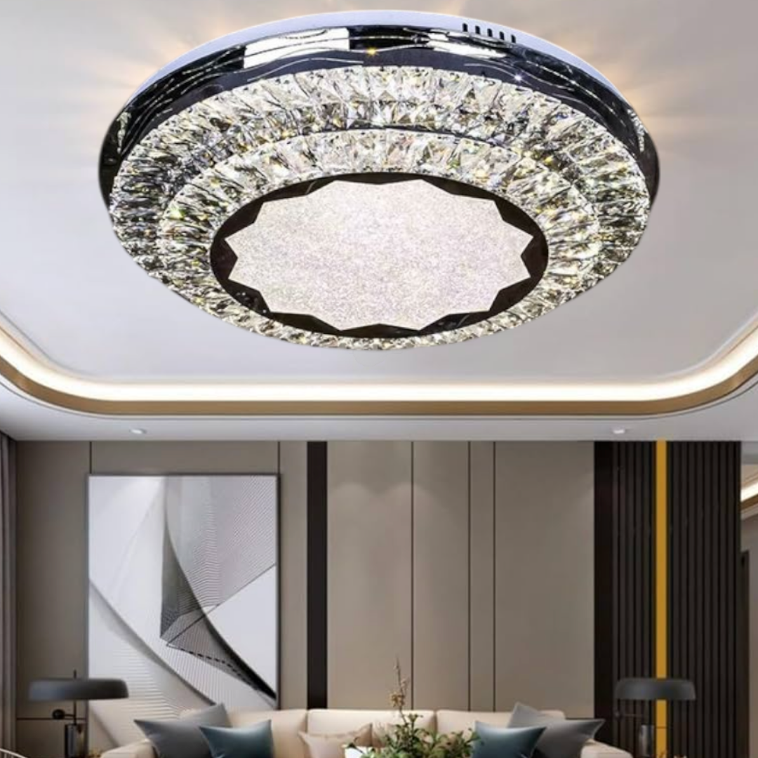 Lustra LED Cristal Silver Halo Echivalent 600W Telecomanda