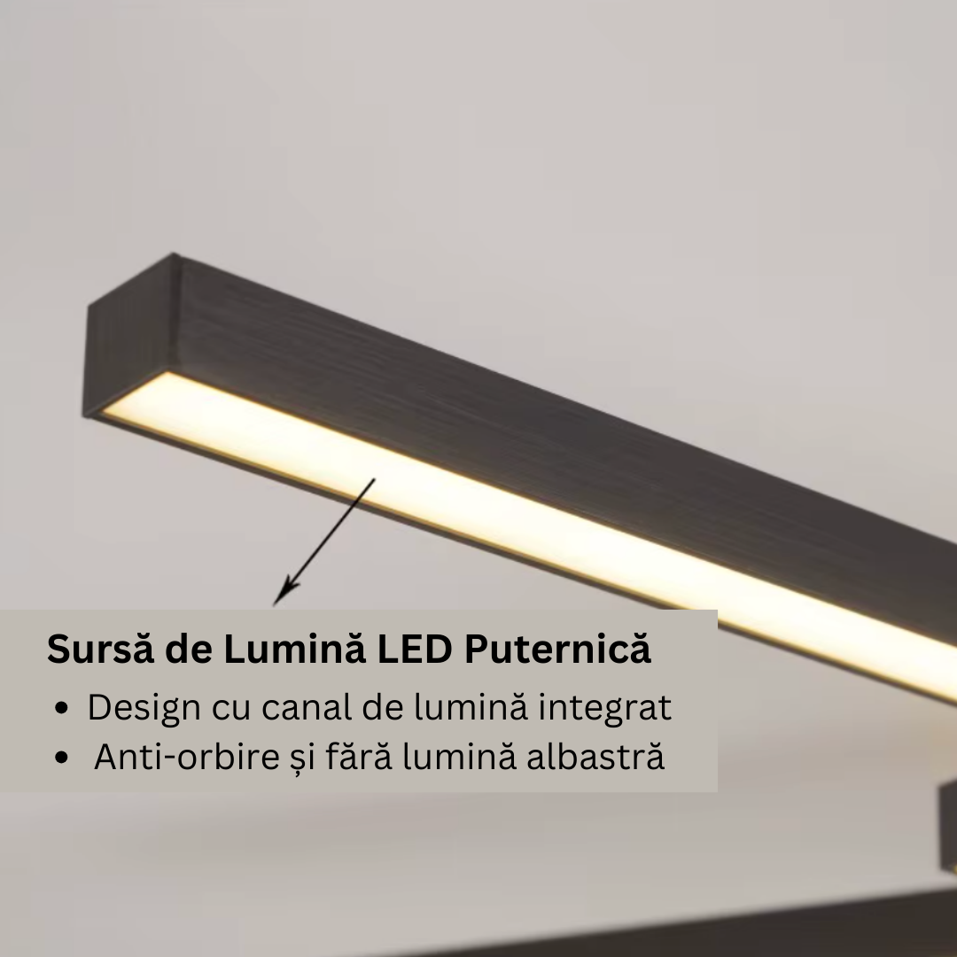 Lustra LED 128W Fano 8 Elemente NEGRU Echivalent 800W cu Telecomanda