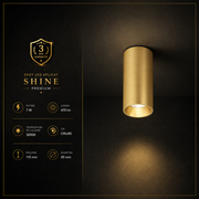 Spot LED SHINE TUBE Gold Aplicat Rotund 7W Premium Ø4.5 x H11.5 CM | CRI≥90 | 3000K