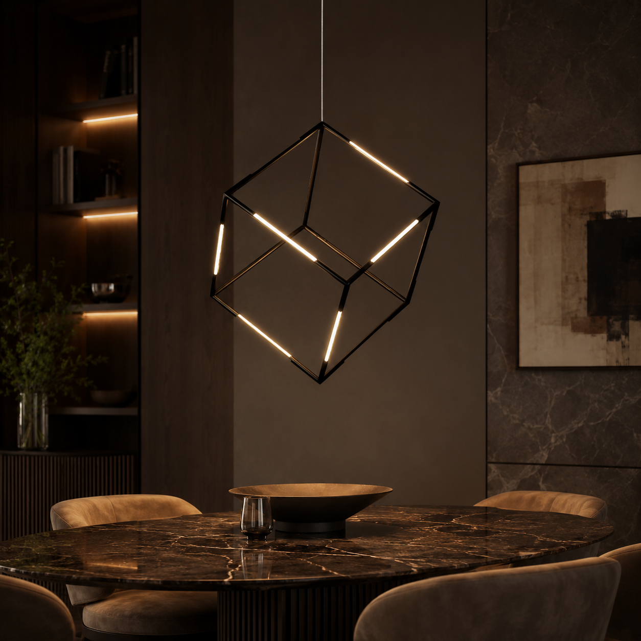 Pendul LED DICE Unique 48W Black Echivalent 150W