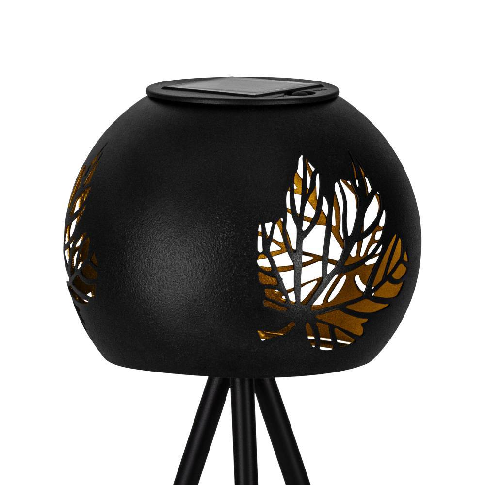 Lampa LED SOLAR Black & Gold cu Incarcare Solara 30.5CM Premium