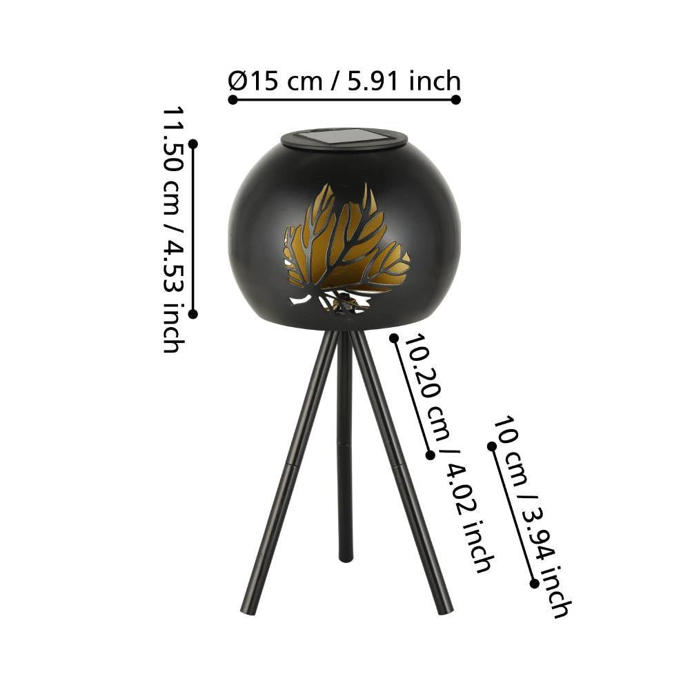 Lampa LED SOLAR Black & Gold cu Incarcare Solara 30.5CM Premium
