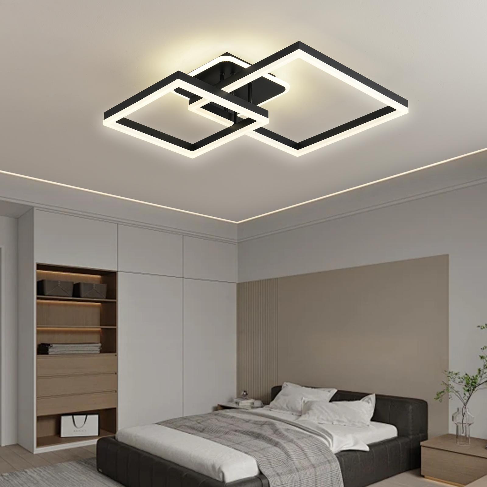 Lustra LED TWO SQUARE Black Echivalent 600W Telecomanda