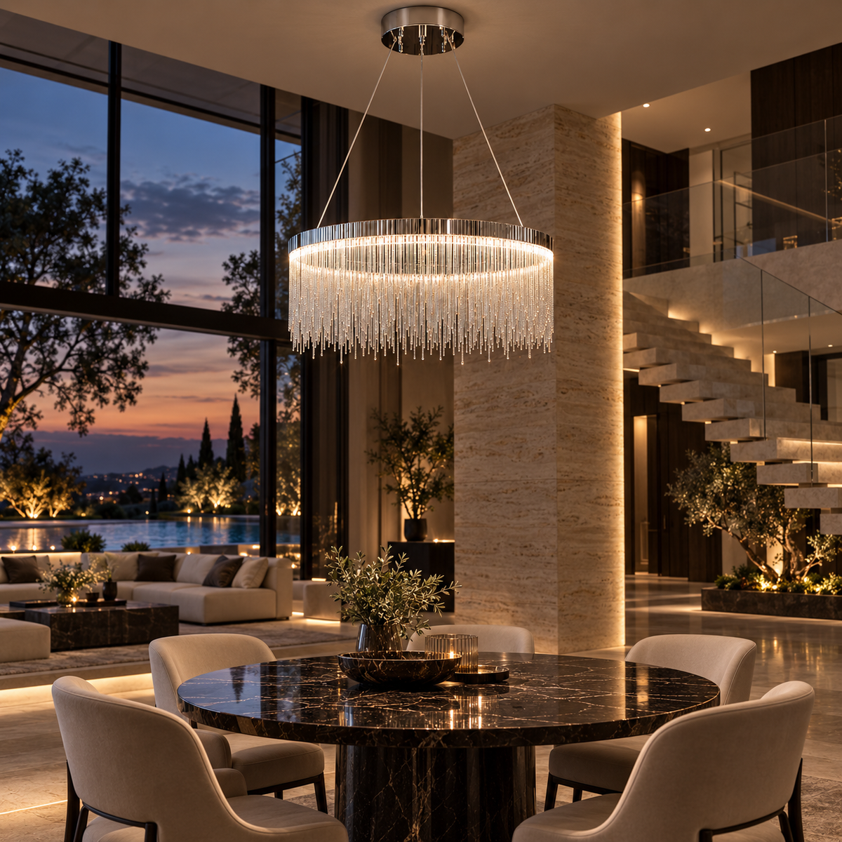 Lustra LED Suspendata Silver Chains Deluxe