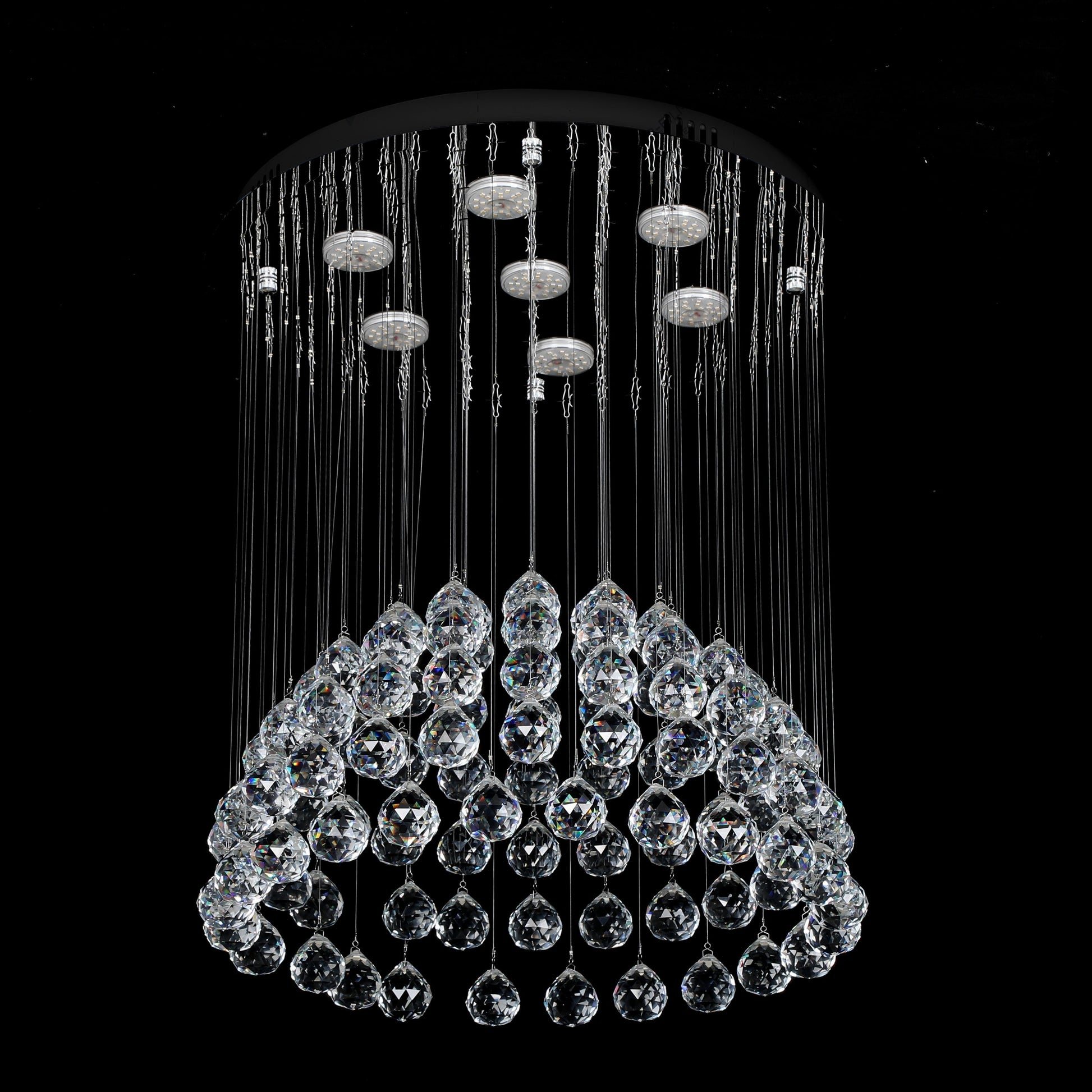 Candelabru LED Cristal Crysta 7x5W Silver 50CM Echivalent 300W