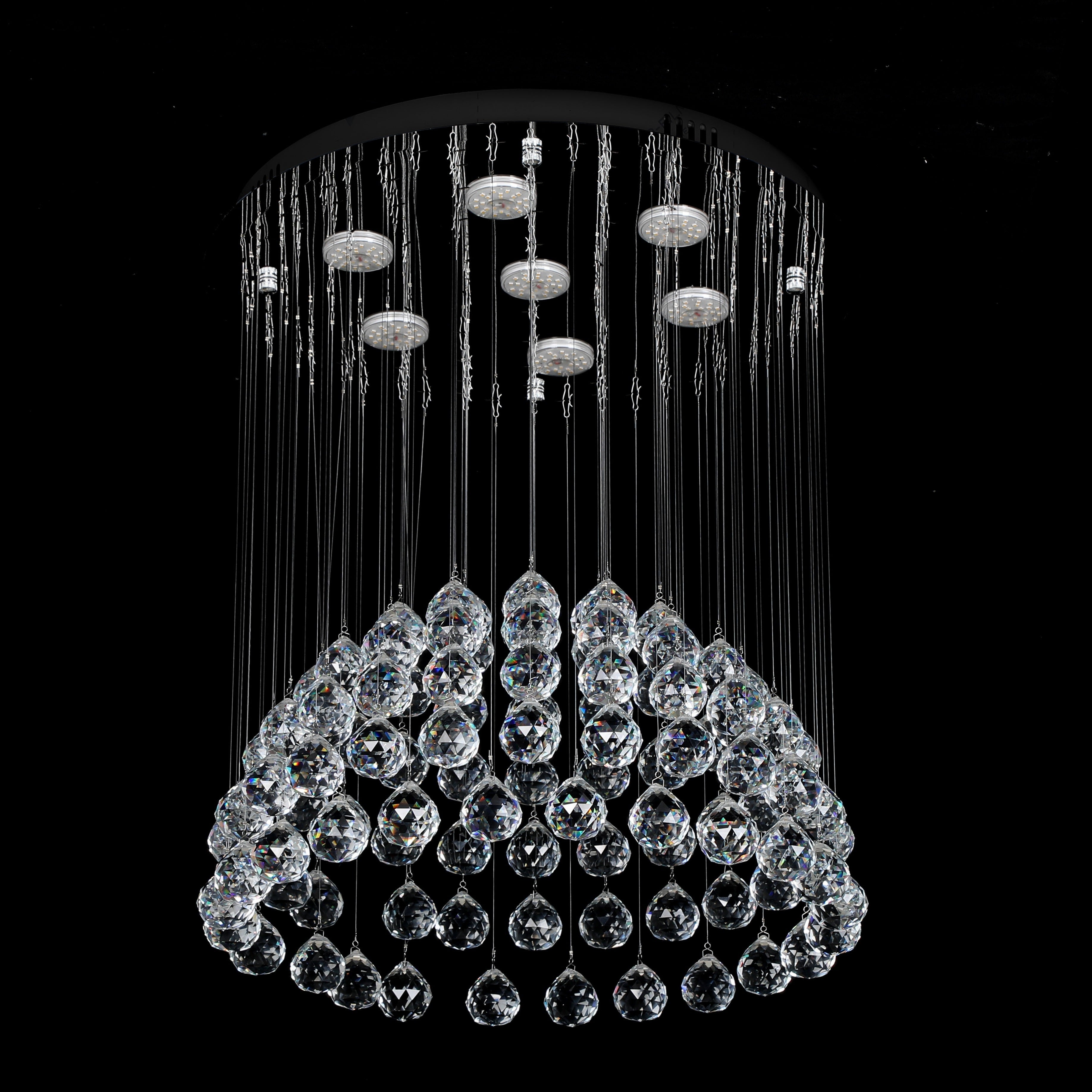 Candelabru LED Cristal Crysta 7x5W Silver 50CM Echivalent 300W