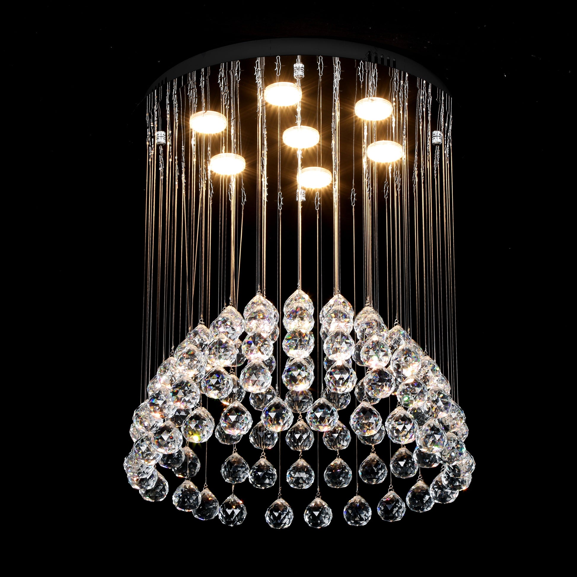 Candelabru LED Cristal Crysta 7x5W Silver 50CM Echivalent 300W