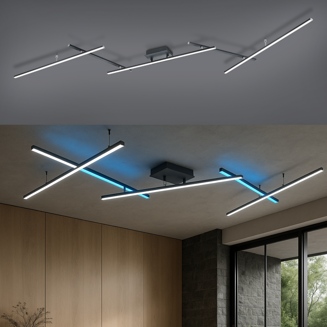 Lustra LED Reglabila RGBW ARVIN Black Echivalent 300W Telecomanda