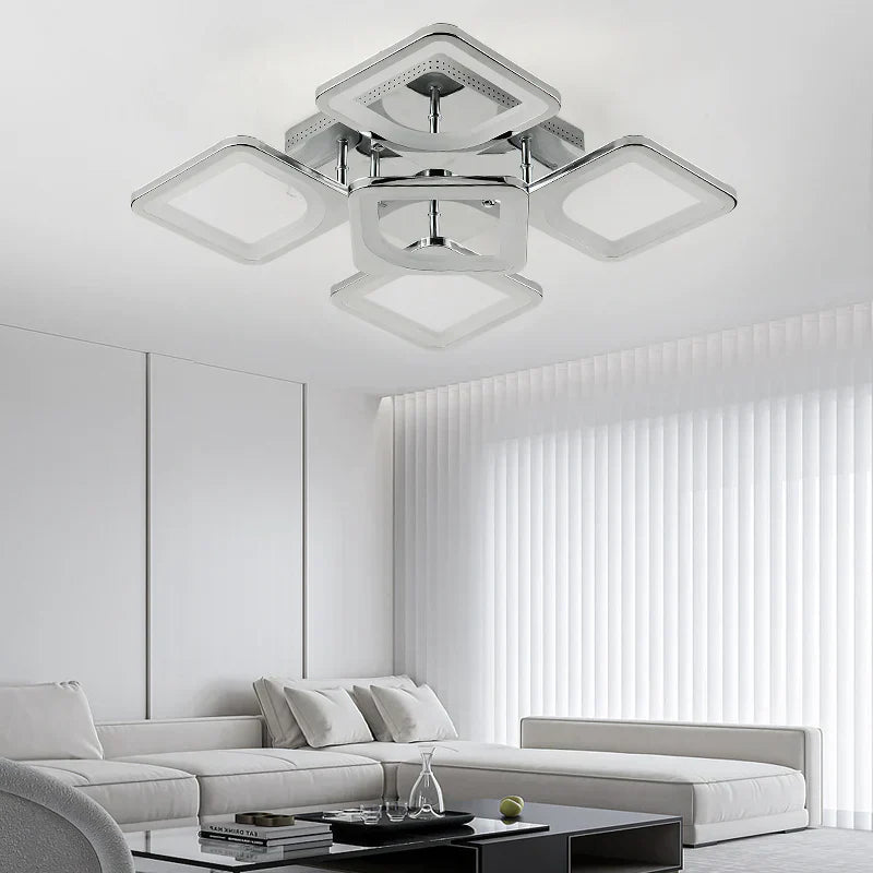 Lustra LED SQUARE 4+1 CHROME 40cm Telecomanda Echivalent 500W