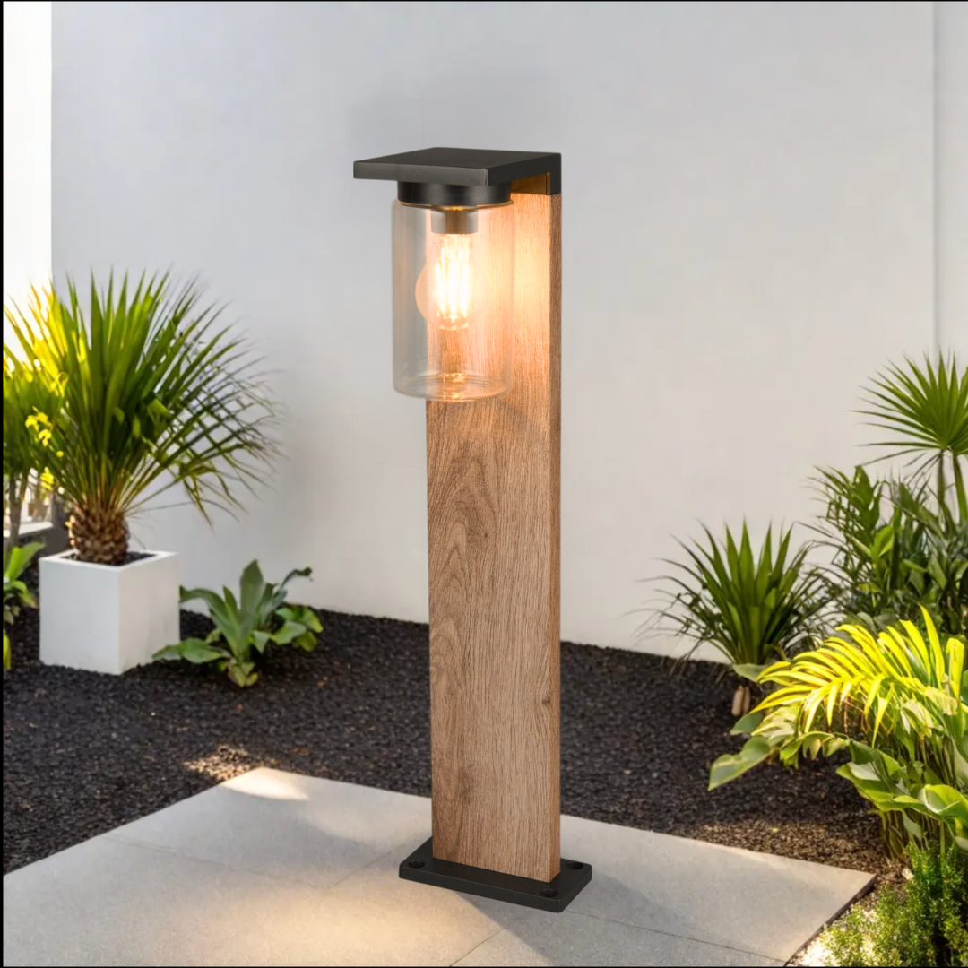 Stalp Ornamental ARDILA Finisaj Stil Lemn 65CM 1XE27