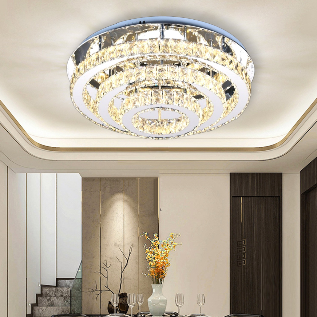 Lustra LED Exquisite Round Cristal Echivalent 400W Telecomanda CHROME / 40CM / CRISTAL Chandeliers