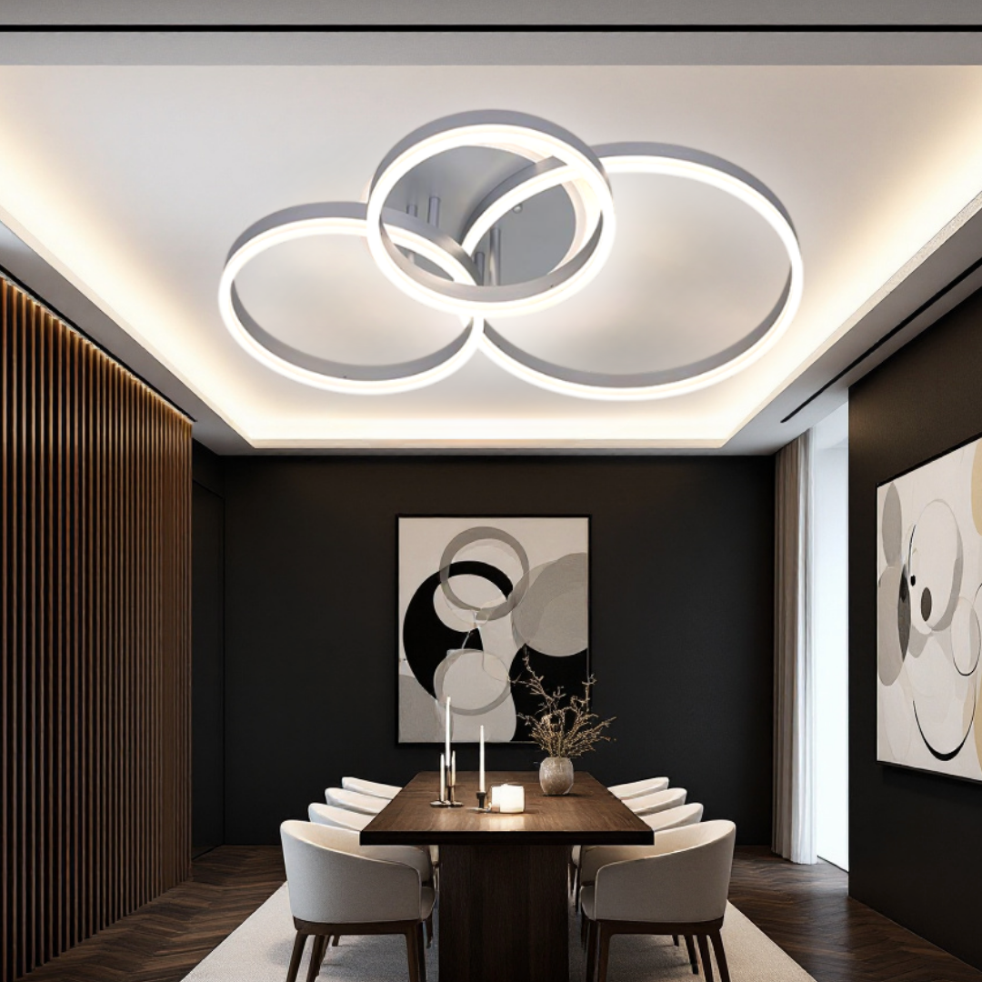 Lustra LED Beauty Silver Circle Echivalent 600W cu Telecomanda