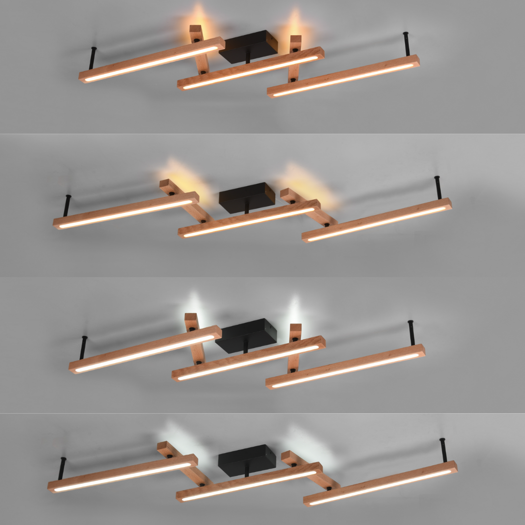 Lustra LED BELLARI Wood Reglabila Echivalent 400W Telecomanda