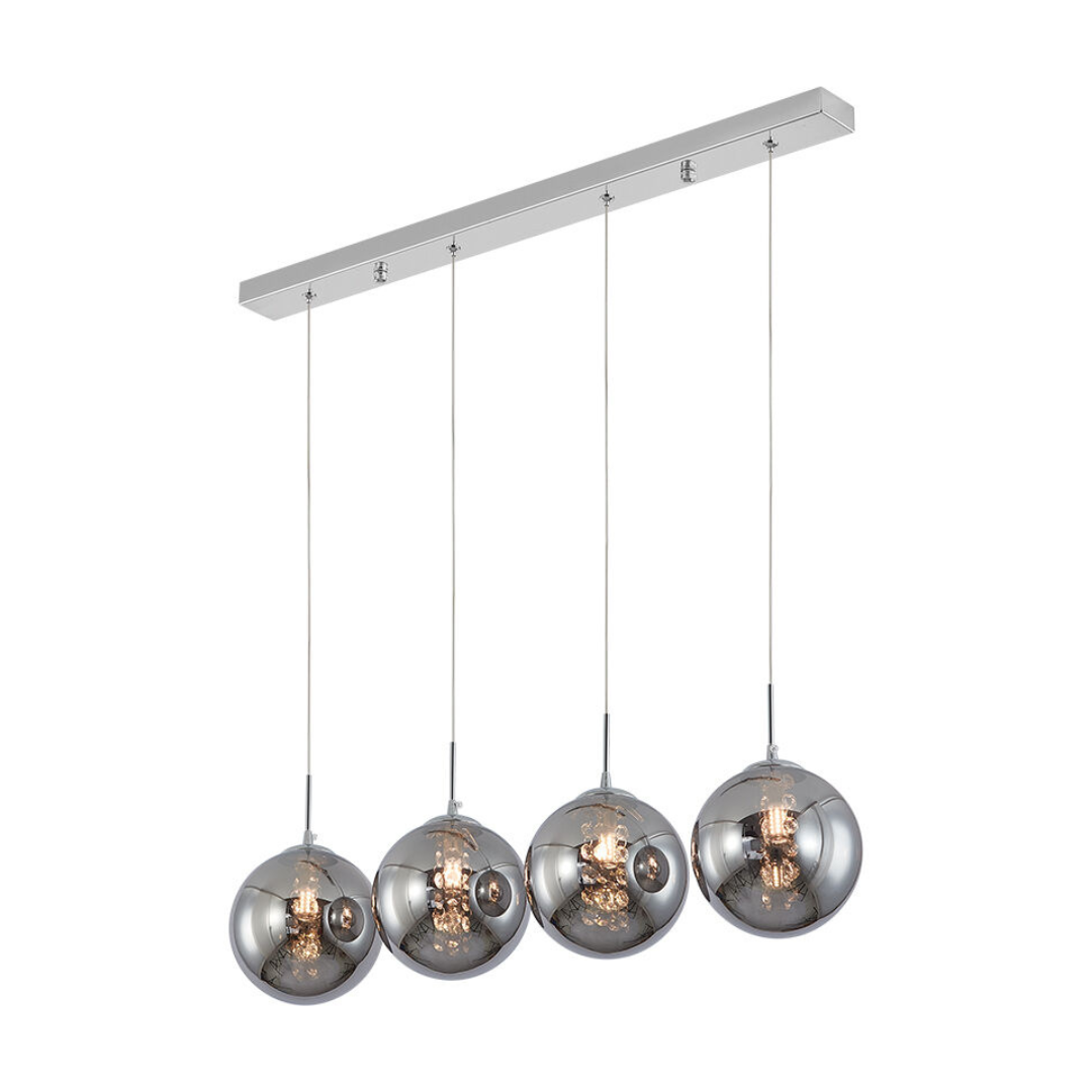 Lustra Suspendata LIMA Silver Abajur Fumuriu 4xG9