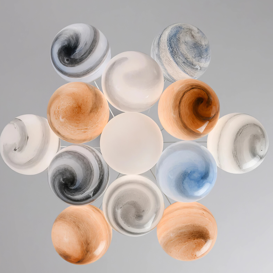 Lustra LED Abajur Planets Gold Bundle, 3 lumini si telecomanda