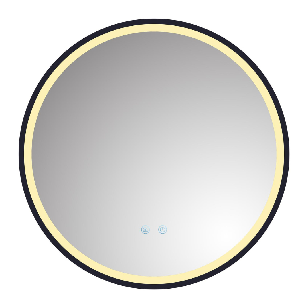 Oglinda Rotunda Neagra 60cm cu Dezaburire, Touch si 3 Lumini