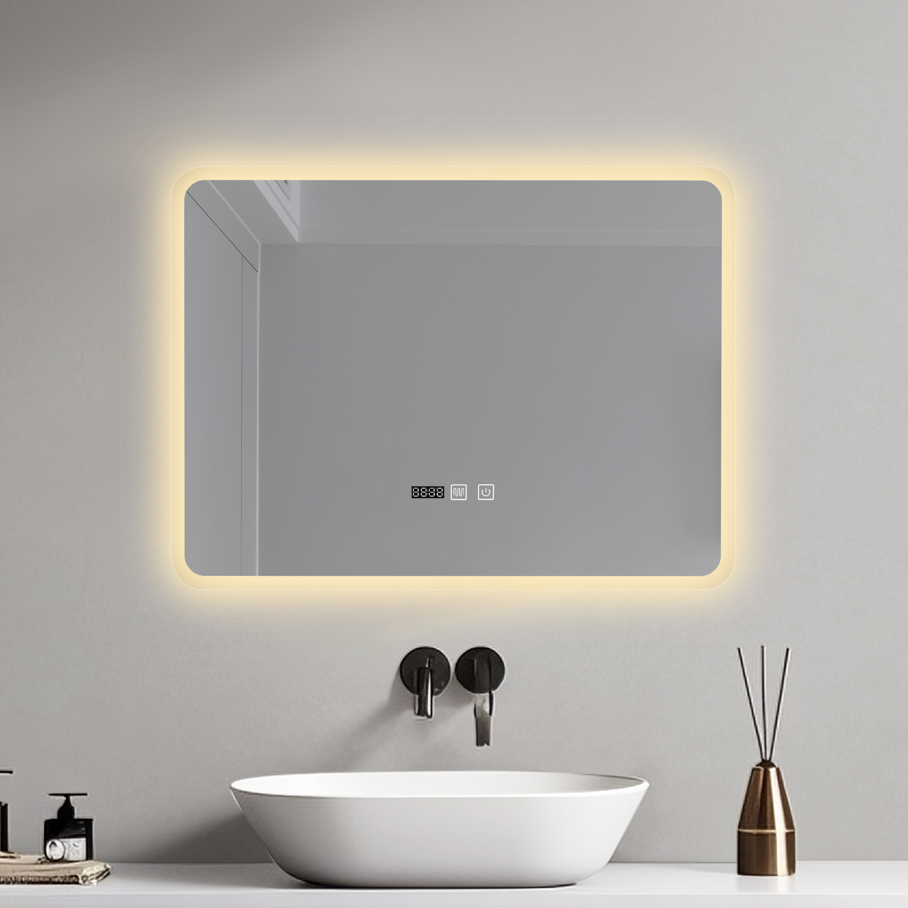 Oglinda LED ATLANTIS 80x60CM, 3 Lumini, Dezaburire si Touch