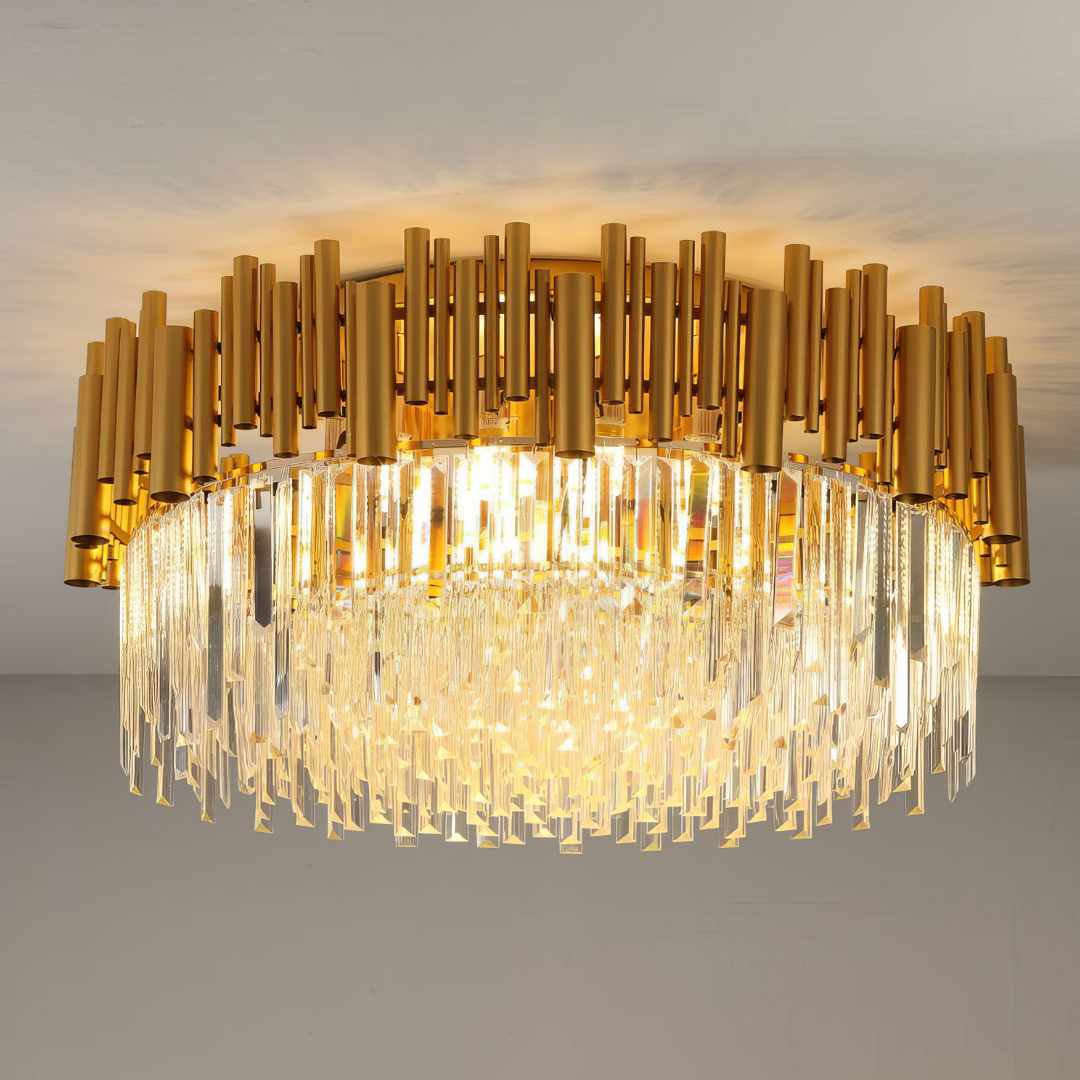 Candelabru Cristal Aplicat Rotund Golden Tubes Luxury