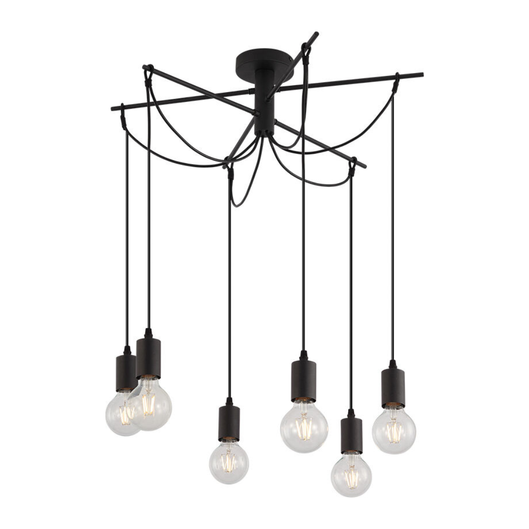 Lustra Suspendata Vintage Black Ragno 6xE27