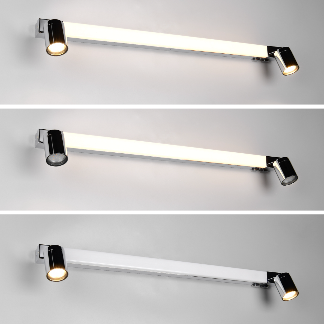 Aplica LED ENRICO Chrome 9W 90cm IP44 cu Spoturi 2xGU10