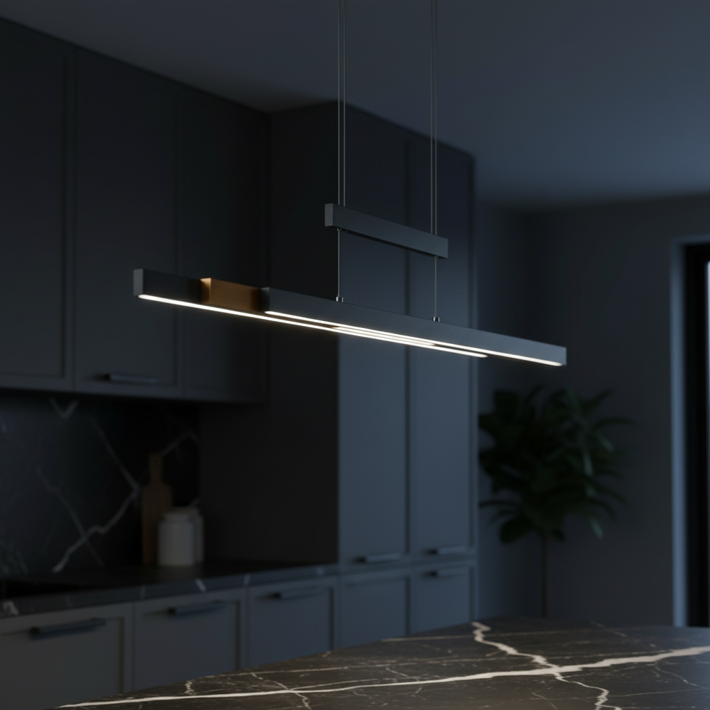 Lustra LED Suspendata Black&Gold 150CM TRAJAN Extensibila Echivalent 500W Liniara