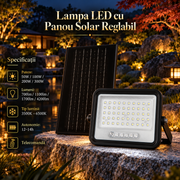 Lampa LED Solara Tiger Pro cu Panou Reglabil si Telecomanda cu 3 Tipuri de Lumina