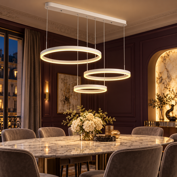 Lustra LED 150W CASSANDRA Circle Alba 3 Segmente Echivalent 600W