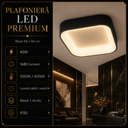 Plafonieră LED Astro Patrata Black 50x50CM Echivalent 150W