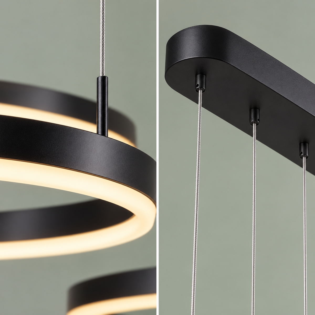 Lustra LED 150W CASSANDRA Circle Black 3 Segmente Echivalent 600W