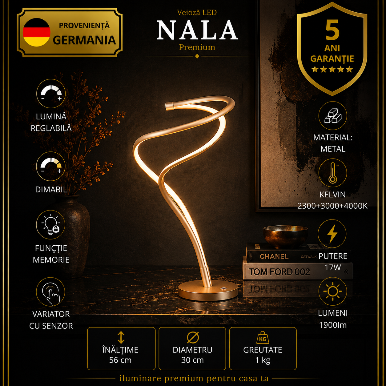 Veioza LED Premium Nala Gold 56CM