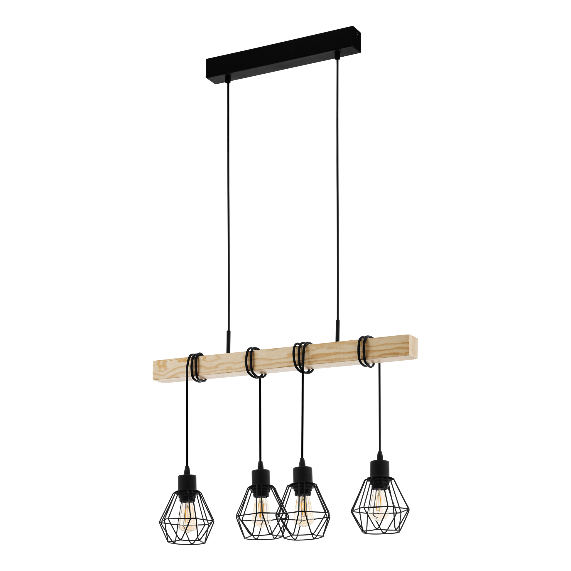 Lustra Suspendata TOWNSHEND 5 Black & Wood 4xE27 Eglo
