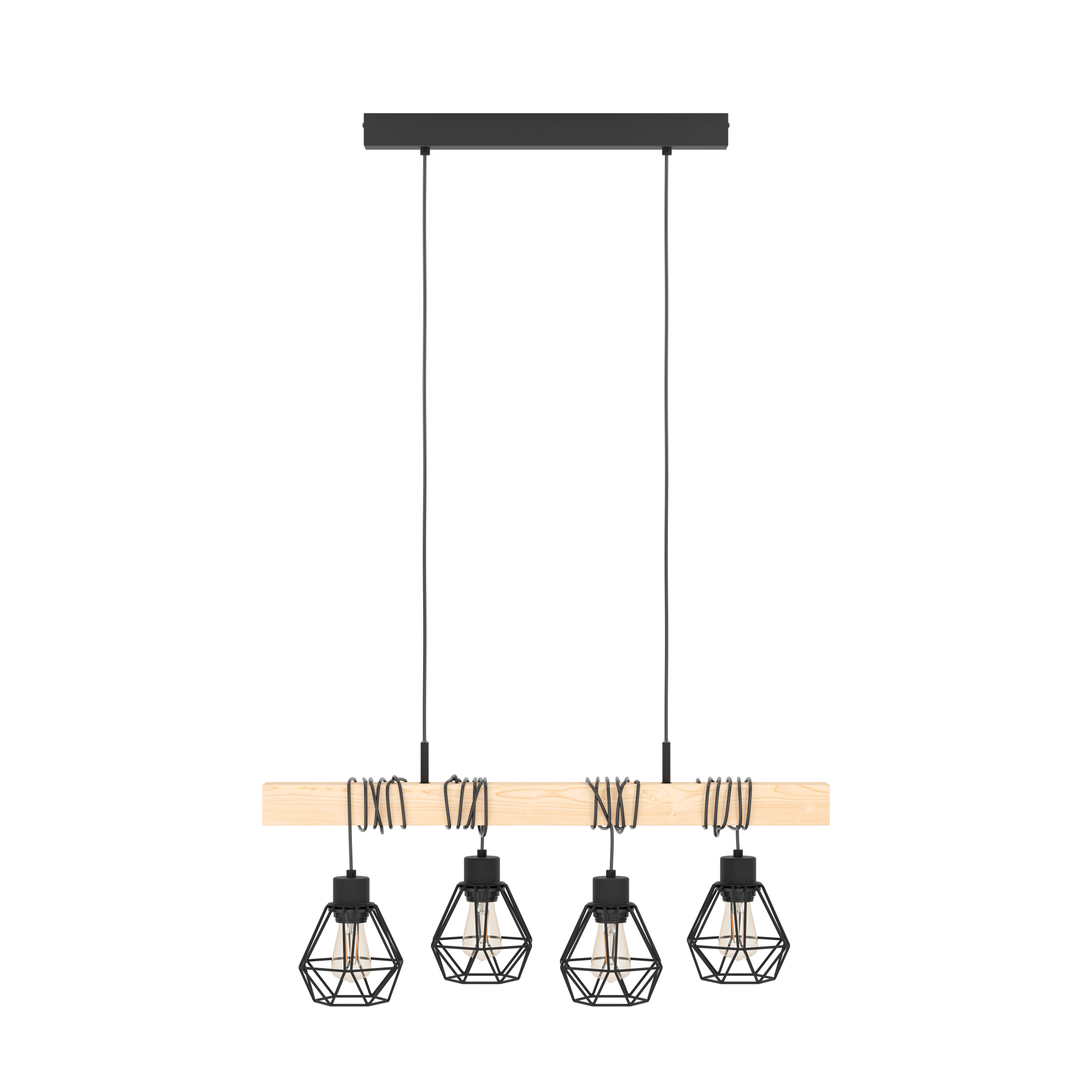 Lustra Suspendata TOWNSHEND 5 Black & Wood 4xE27 Eglo