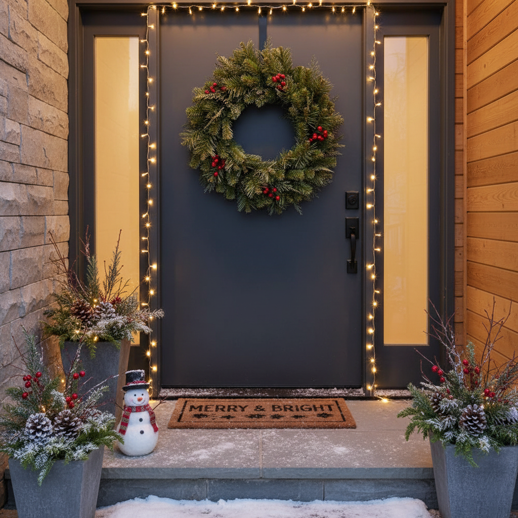 Coronita Artificiala De Craciun pentru Usa Snowfall