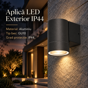 Aplica IP44 Dulie 1xGU10 Black 9CM