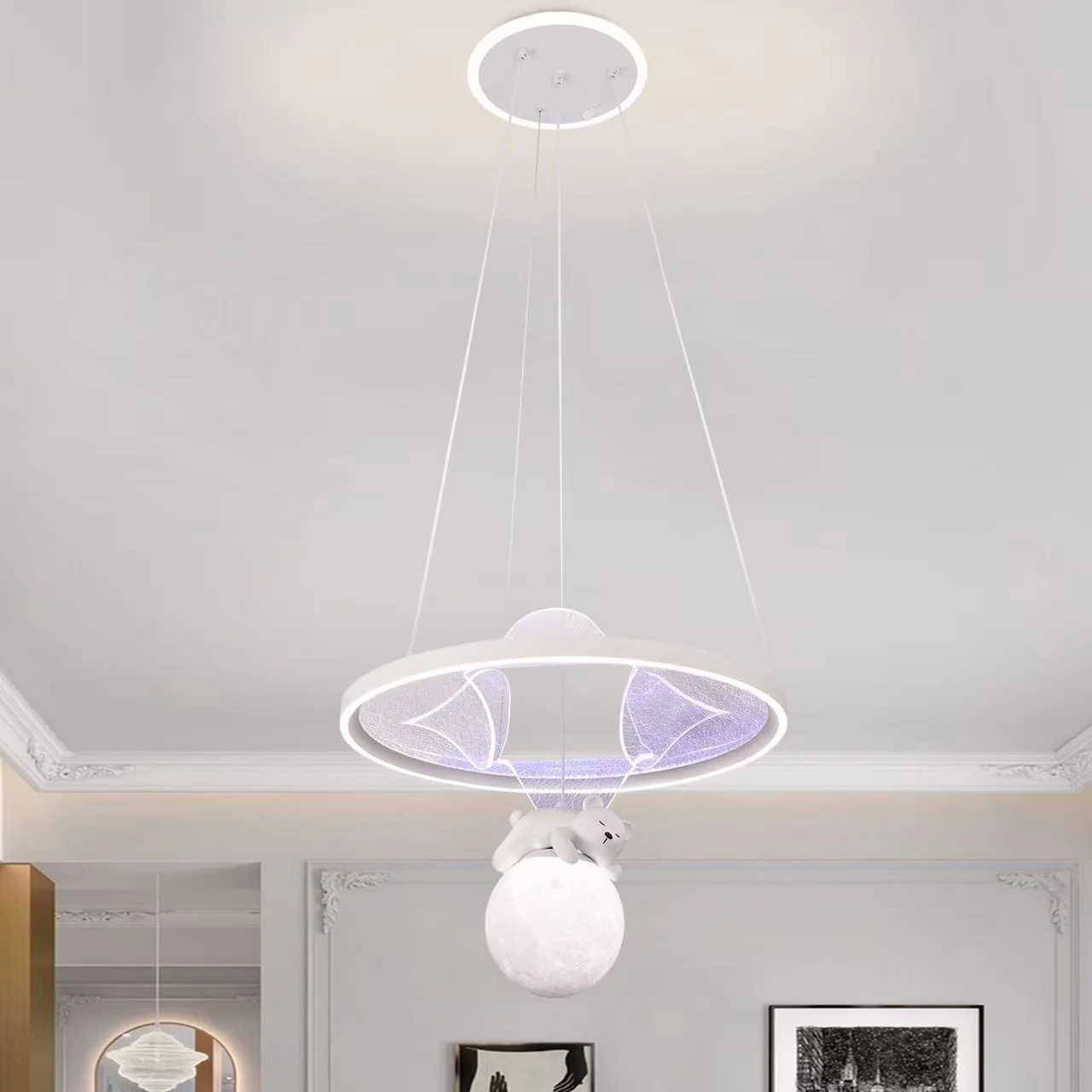 Lustra LED KIDS Suspendata Teddy Bear Echivalent 650W Telecomanda GRI / KIDS Lighting Fixtures