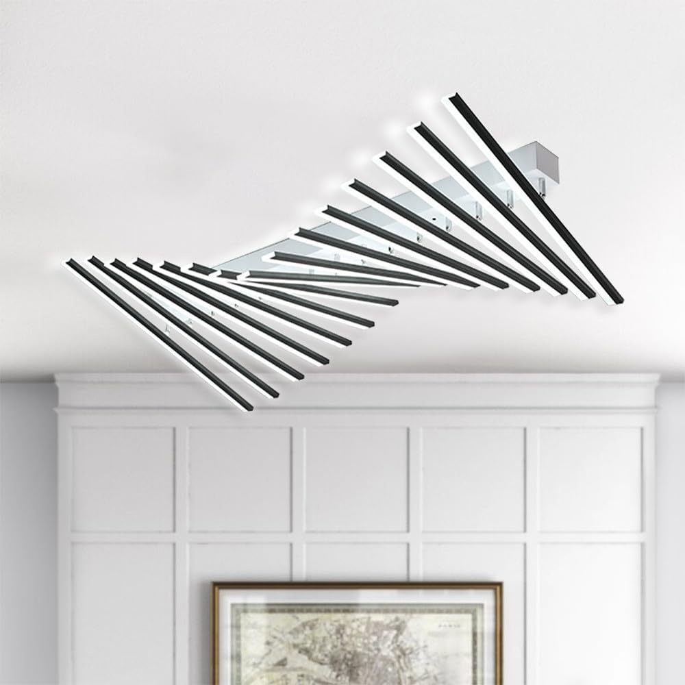 Lustra LED Minimalist LINES Reglabila Alb+Negru Telecomanda