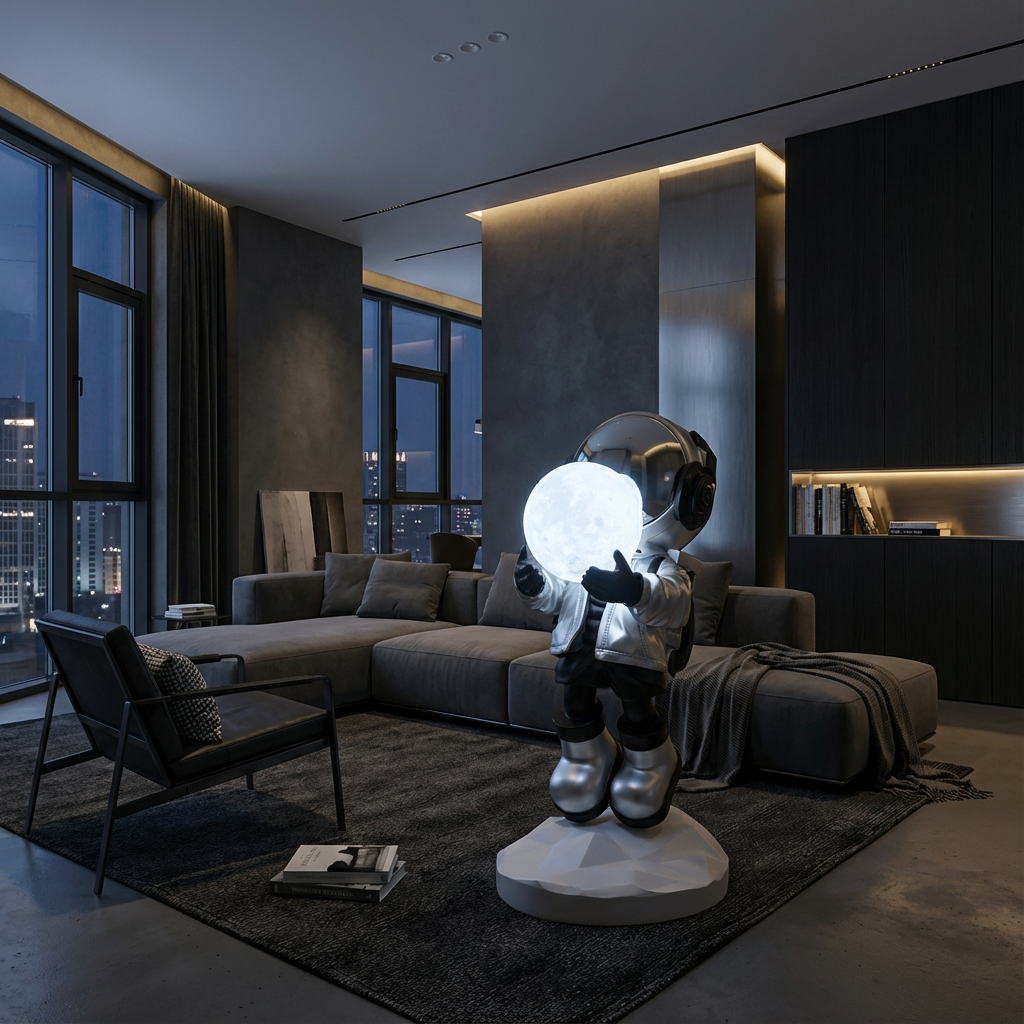 Statueta Decorativa Astronaut 95CM cu Glob LED RGB Touch