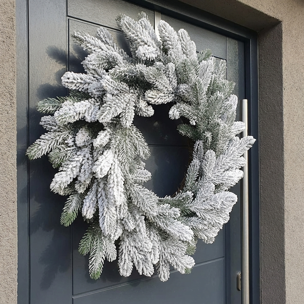 Coronita Artificiala De Craciun pentru Usa Snowcrest