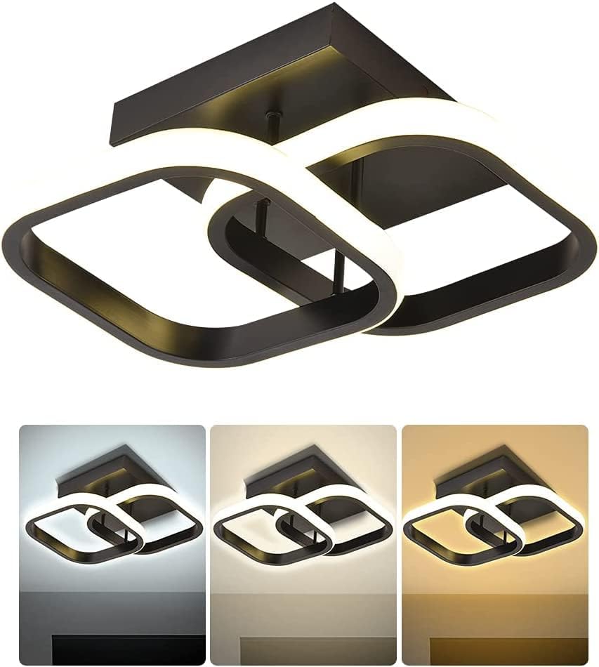 Lustra Led 32W Double Square Negru Echivalent 200W Lighting Fixtures