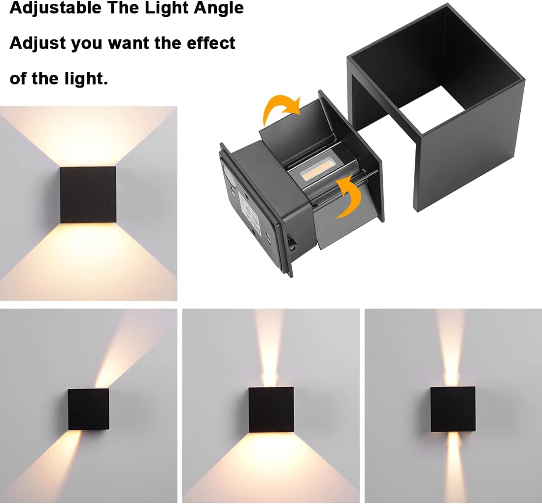 Aplica Led 10W Cube Exterior Neagra Fascicul Reglabil Wall Light Fixtures