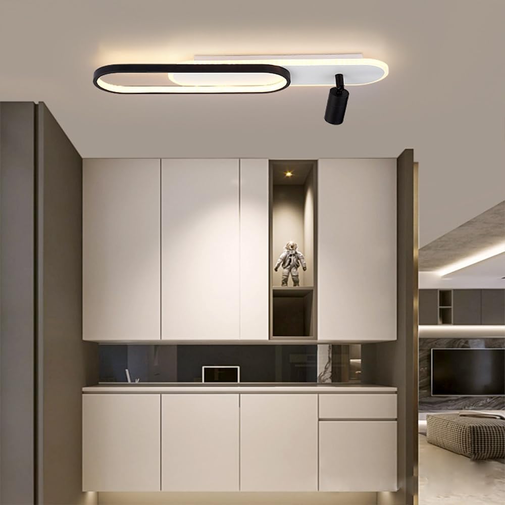 Aplica LED Cu Spoturi 60cm Alb+Negru Echivalent 200W Telecomanda