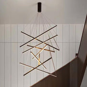 Lustra LED 9 Geometric BLACK Lines Suspendata Echivalent 1200W 300CM