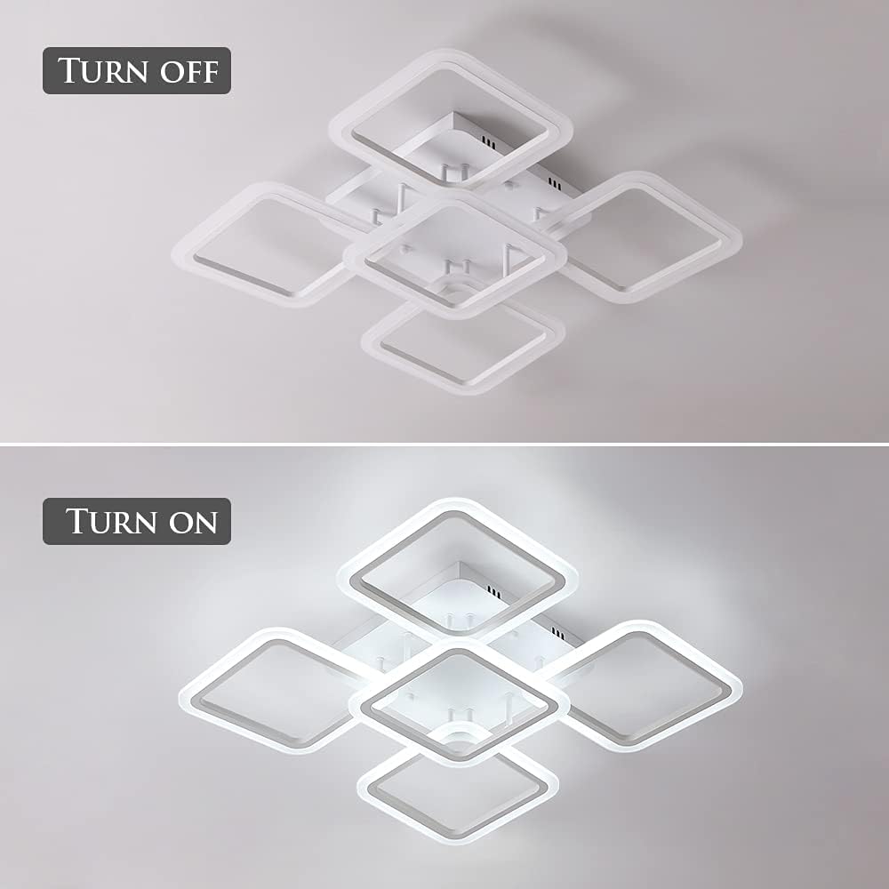 Lustra LED 4+1 Big SQUARE White 60CM Echivalent 850W Telecomanda