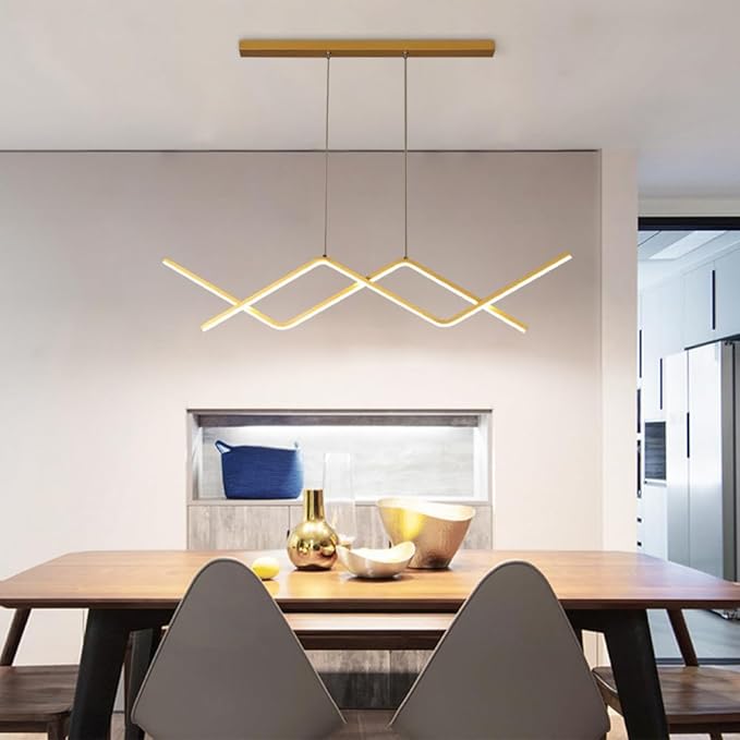 Lustra LED Suspendata GOLD LINES Echivalent 300W Telecomanda