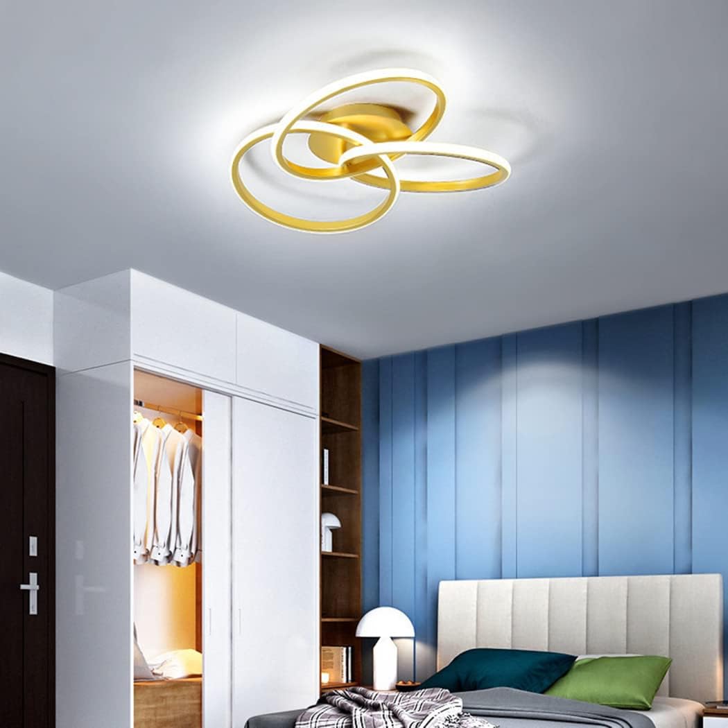 Lustra LED Three RINGS Gold Echivalent 400W cu Telecomanda