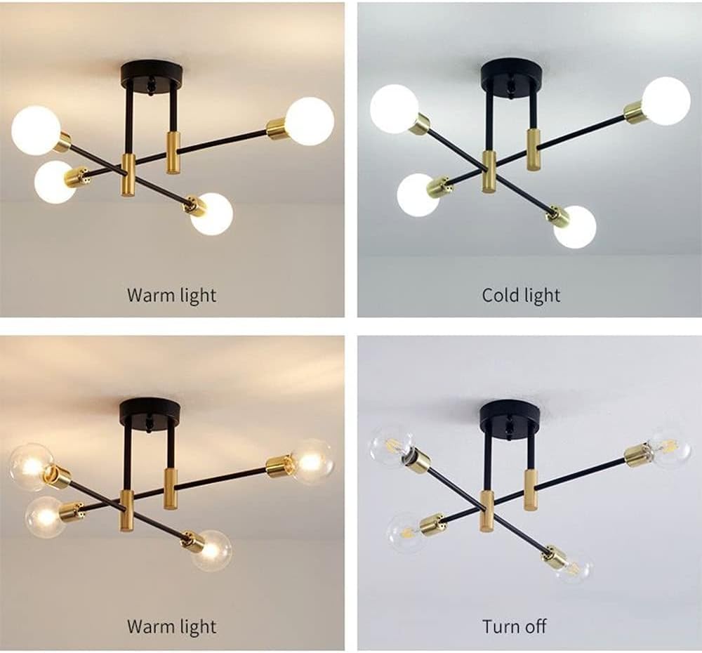 Lustra Minimalist Design 4Xe27 Black + Gold 6038/4 Lighting Fixtures