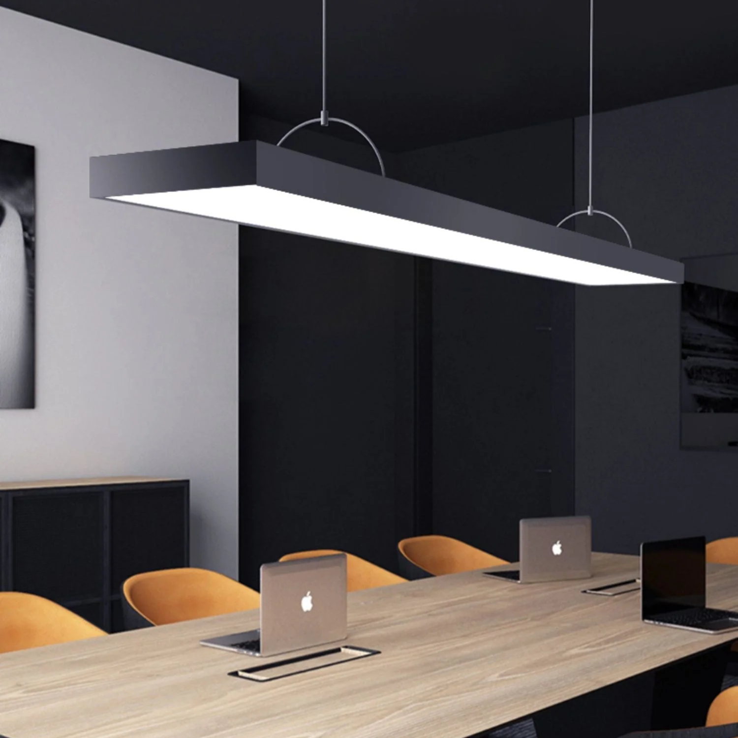 Panou LED 72W 117.5 x 28cm Negru Aplicat/Suspendat Echivalent 400W