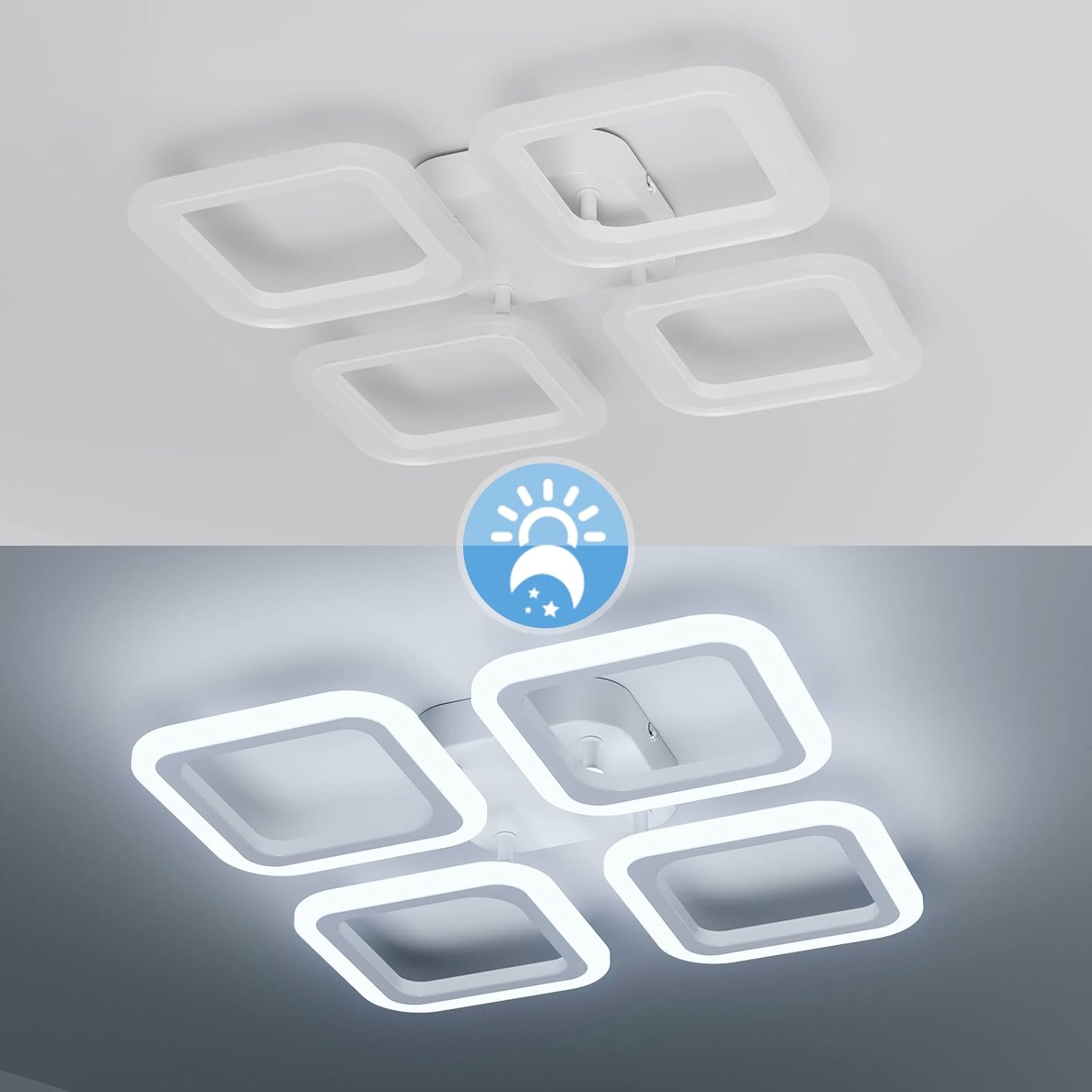 Lustra LED 4 SQUARES Alb Echivalent 250W Telecomanda