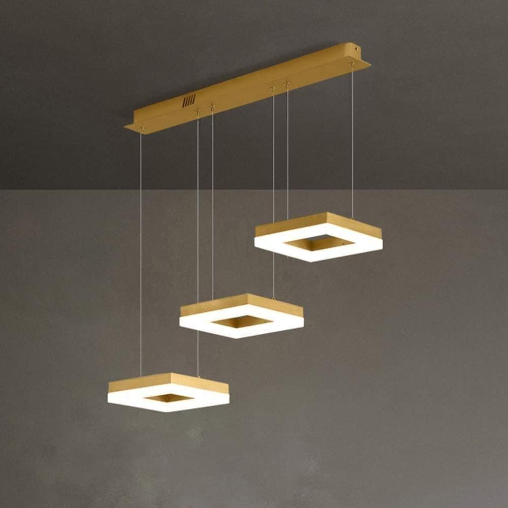 Lustra LED Suspendata Squares Auriu Echivalent 400W Telecomanda