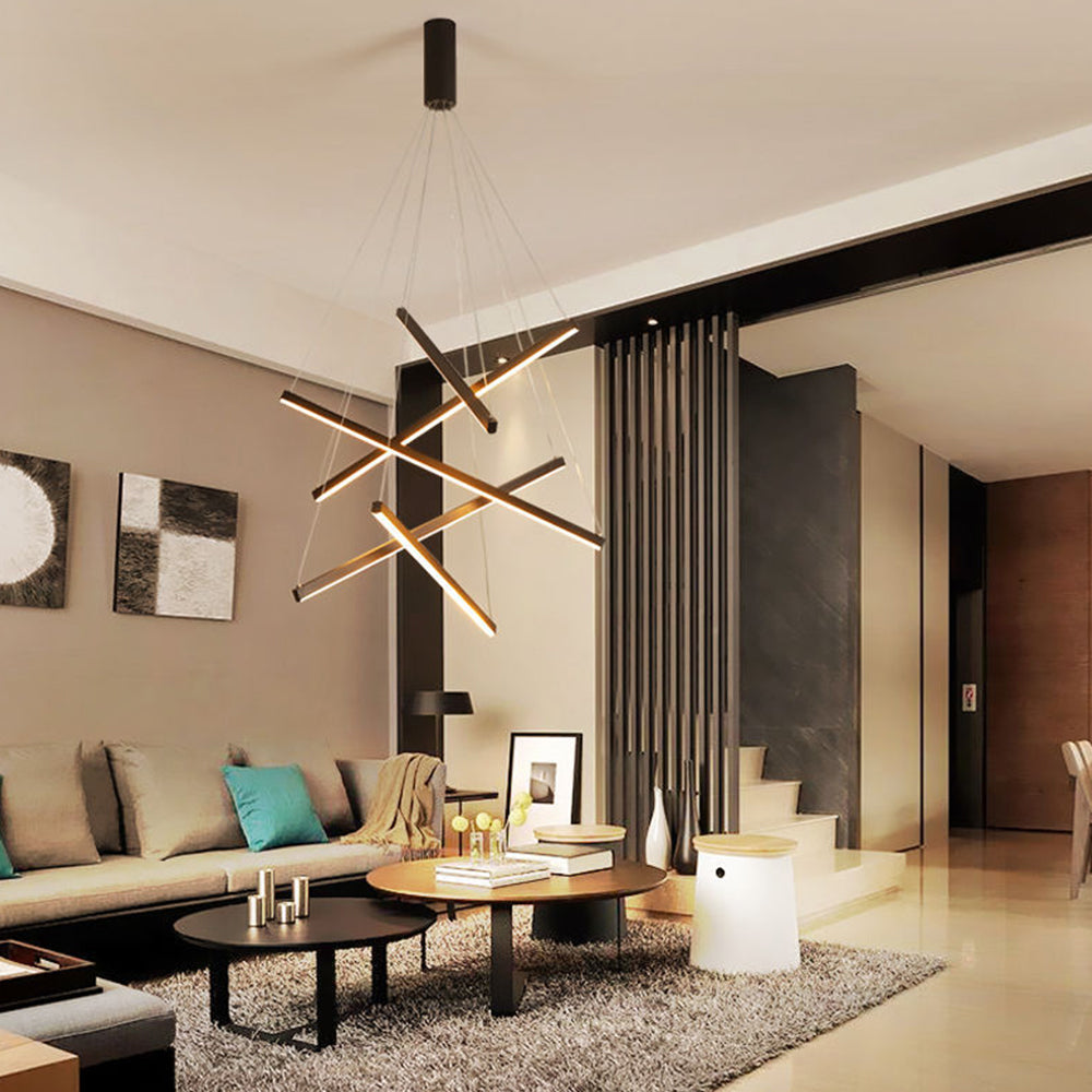 Lustra LED 5 Geometric BLACK Lines Suspendata Echivalent 500W